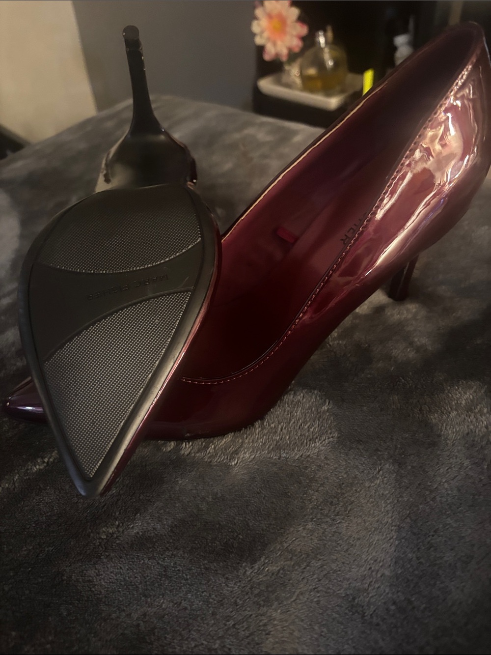 Marc Fisher Patent Pointed-Toe Pumps in Burgundy